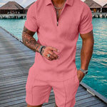 KZZ Mens Polo Shirt and Shorts Sets