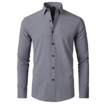 KZZ Men's Long Sleeve Dress Shirt Modern Slim Fit