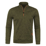 KZZ Men'S Fleece-Lined Half-Zip Sweatshirts, Casual Solid ColorPullovers with Stand Collar
