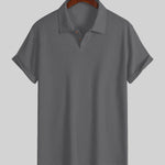 KZZ Men's Plain Jacquard Knit Polo Shirt