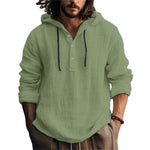 KZZ Men's Casual Long Sleeve Hooded Linen Shirt