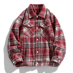 Unisex Polyester Blend Plaid Collar Shirt Jacket | Versatile Casual Streetwear Style