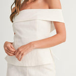 White Cotton and Linen Two-piece Suit