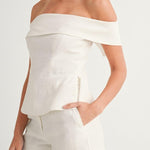 White Cotton and Linen Two-piece Suit