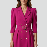 Women’s Blazer Dress with Notched Lapels and Button Front