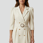 Women’s Blazer Dress with Notched Lapels and Button Front