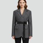 Women’s Blazer with Notched Lapel and Adjustable Belt Detail