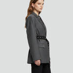 Women’s Blazer with Notched Lapel and Adjustable Belt Detail