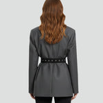 Women’s Blazer with Notched Lapel and Adjustable Belt Detail