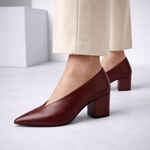 Women's Leather Block Heels | Versatile Day-to-Evening Fit