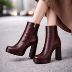 Women's Leather Side-Zip Block Heels | Secure Everyday Fit