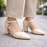 Roselle Leather Block Heel Pumps
