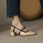 Women's Leather Block Heels | Stable Everyday Fit