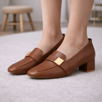 Women's Leather Block Heels | Refined Office Fit