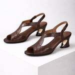 Women's Leather T-Strap Heels | Stable Open-Toe Fit