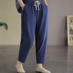Women's Linen Cotton Blend Trousers | Lightweight Breathable Comfort