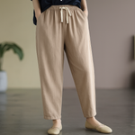 Women's Linen Cotton Blend Trousers | Lightweight Breathable Comfort