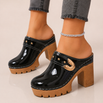 Women's Glossy Platform Heels | Bold Buckled Style