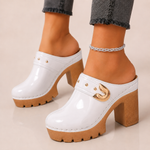 Women's Glossy Platform Heels | Bold Buckled Style