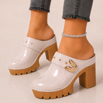 Women's Glossy Platform Heels | Bold Buckled Style