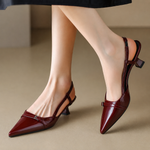 Women's Glossy Pointed Slingback Heels | Refined Office Fit