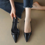 Women's Glossy Pointed Slingback Heels | Refined Office Fit