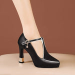 Women's Leather Buckle Block Heels | Refined Everyday Fit