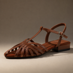 Women's Leather Woven Strap Sandals | Adjustable Summer Fit