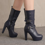 Women's Premium Mid-Calf Heeled Boots | Sophisticated Urban Style