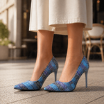 Women's Printed Leather Pointed Toe Heels | Bold Mosaic Elegance