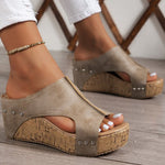 Women's Synthetic High Wedge Rivet Sandals | Bold Elevated Comfort Fit