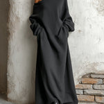 Black Off-shoulder Sweatshirt Maxi Dress