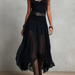 Black Sleeveless Tank Top With Tulle Skirt Maxi Dress(without belt)