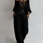 Casual Off-shoulder Top And Wide-leg Pants Set