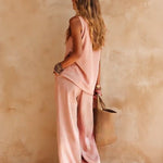 Pink One-shoulder Sleeveless Top And Pants Casual Set