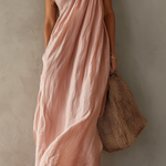 Elegant Pink One-shoulder Sleeveless Maxi Dress