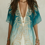 Gradient Gold Printed Kaftan Flowing Maxi Dress
