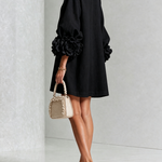 White Floral Button-down Mini Dress With Striking Floral Cuffs