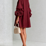 White Floral Button-down Mini Dress With Striking Floral Cuffs