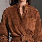 Brown Faux-suede Lace-up Jacket