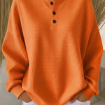 Waffle Knit Button Detail Top