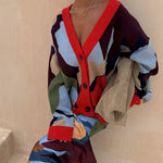 Abstract Geometric Pattern Knitted Jacket