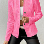 Elegant Solid Color Textured Blazer