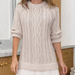 Ivory Cable-Knit Sweater Mini Dress