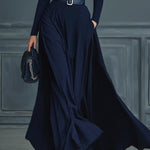 Dark Blue Knitted High-neck Dress（No belt）