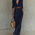Suede Single-breasted Lapel Maxi Dress