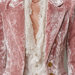 Retro Pink Velvet Gold Button Blazer
