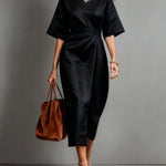 Linen Boat Neck Tie Loose Dress