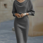 White Draped Batwing Midi Dress