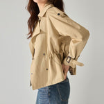 Women's Short Drawstring Cotton Trench Coat